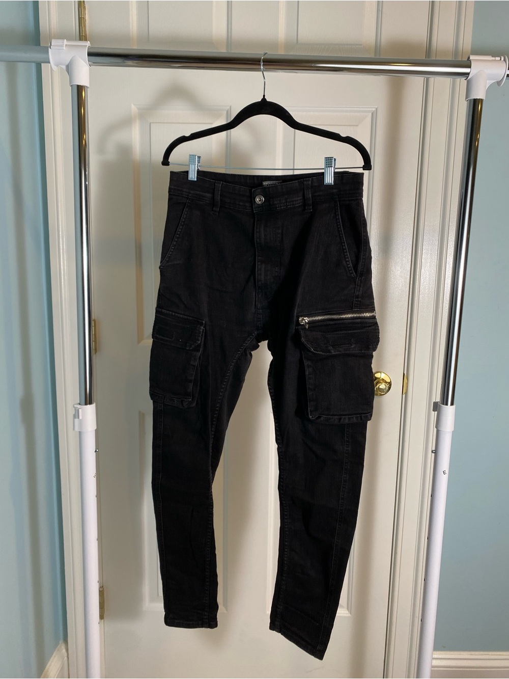 Divided Black Cargo Pants with Utility Pockets